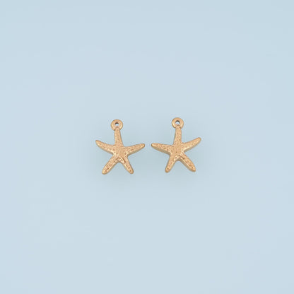 Texture Mini Starfish Pendant,14K Gold Minimalist Charm DIY Charm for Necklace Bracelet Making