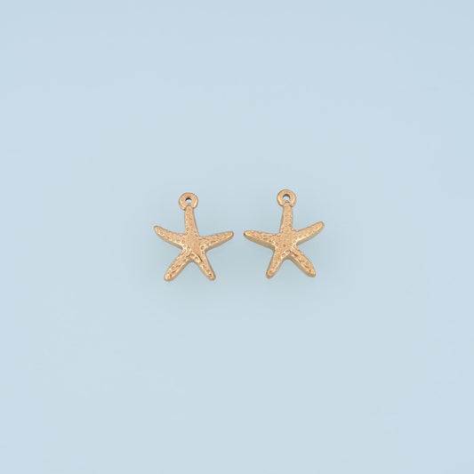 Texture Mini Starfish Pendant,14K Gold Minimalist Charm DIY Charm for Necklace Bracelet Making