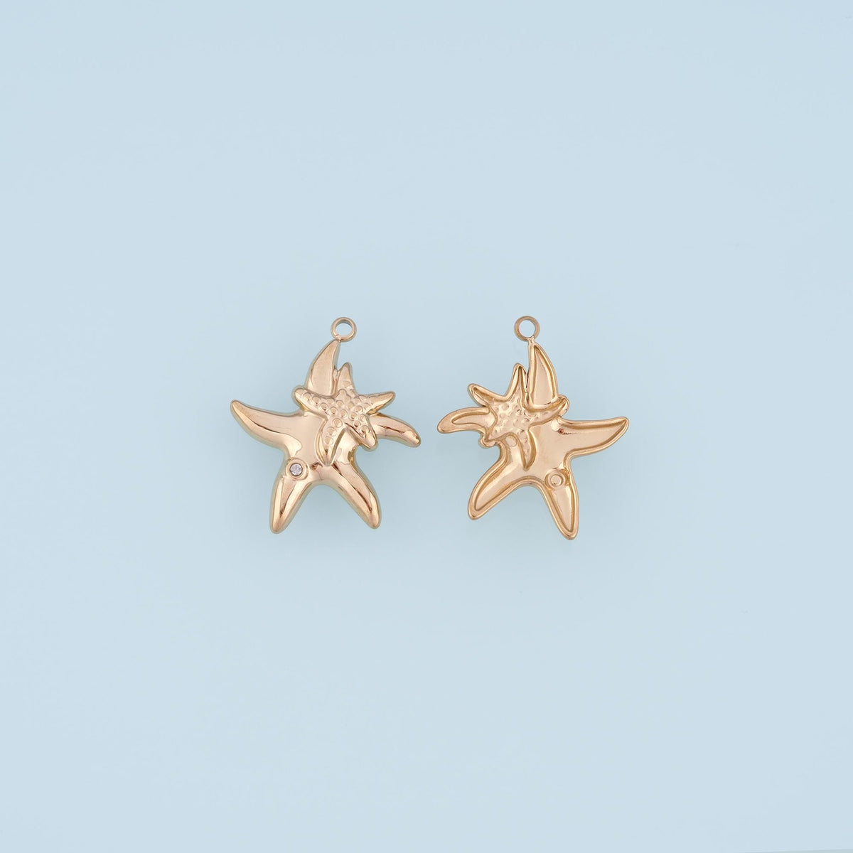 CZ Double Starfish Pendant,14K Gold Minimalist Charm DIY Charm for Necklace Bracelet Making