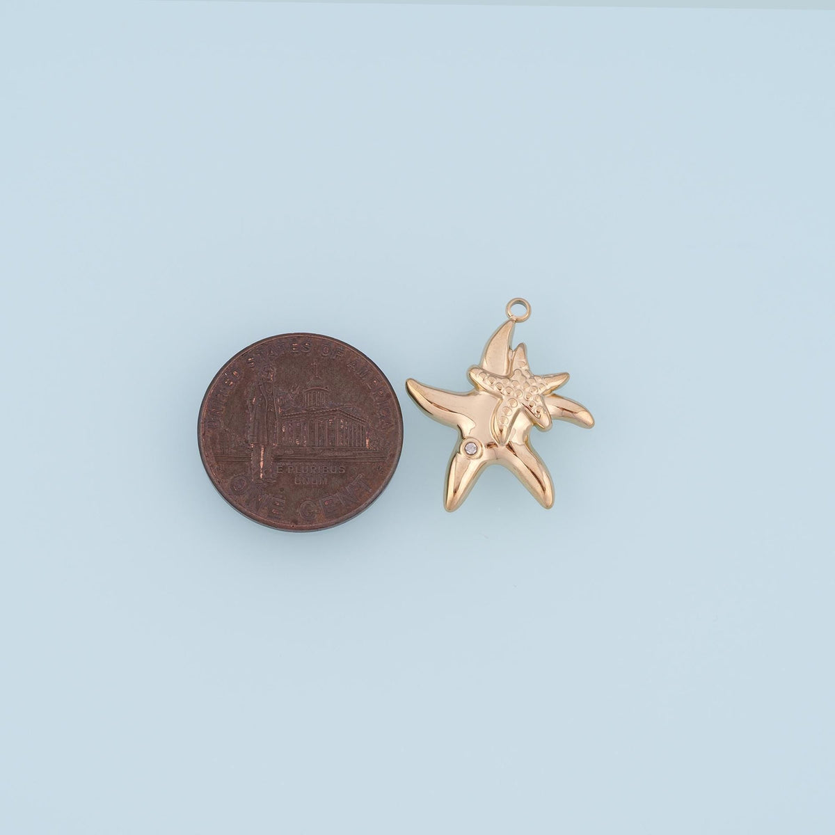 CZ Double Starfish Pendant,14K Gold Minimalist Charm DIY Charm for Necklace Bracelet Making