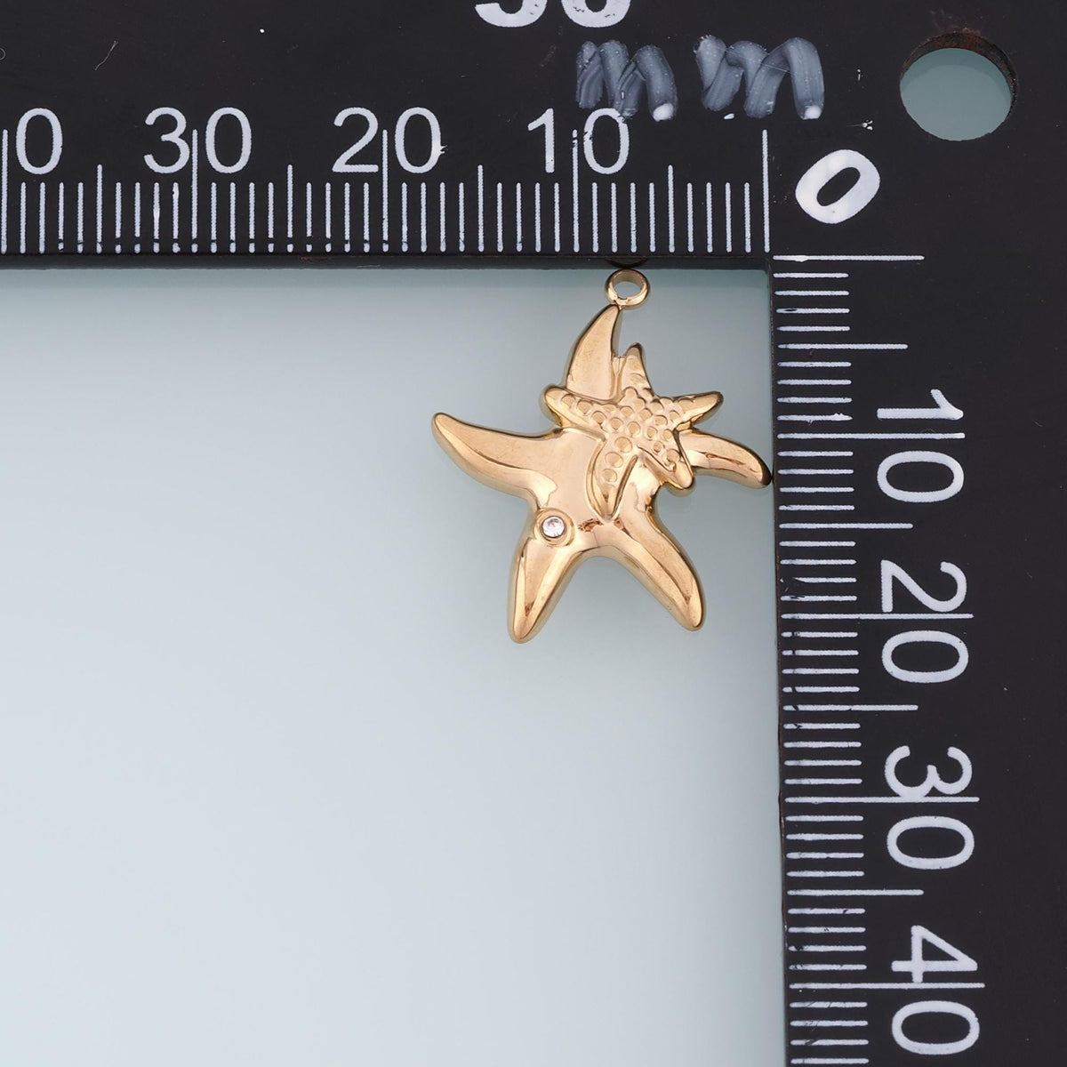 CZ Double Starfish Pendant,14K Gold Minimalist Charm DIY Charm for Necklace Bracelet Making