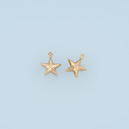 Smooth Surface Star Pendant,14K Gold Minimalist Charm DIY Charm for Necklace Bracelet Making