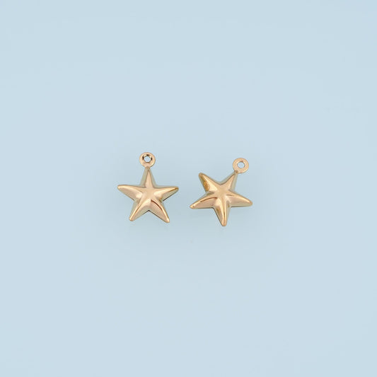Smooth Surface Star Pendant,14K Gold Minimalist Charm DIY Charm for Necklace Bracelet Making