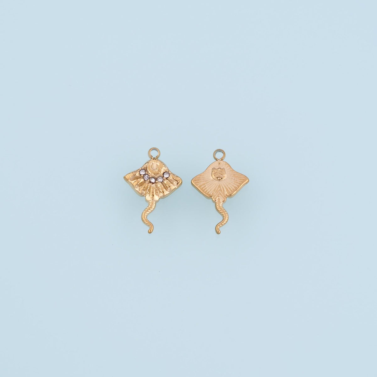 CZ Ray Pendant,14K Gold Ocean Charm DIY Charm for Necklace Bracelet Making