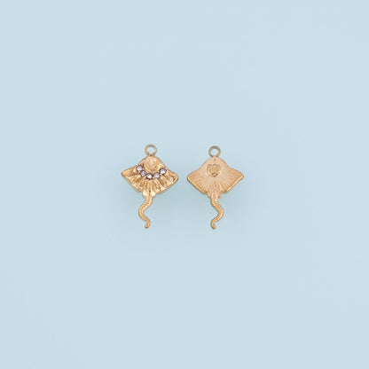 CZ Ray Pendant,14K Gold Ocean Charm DIY Charm for Necklace Bracelet Making