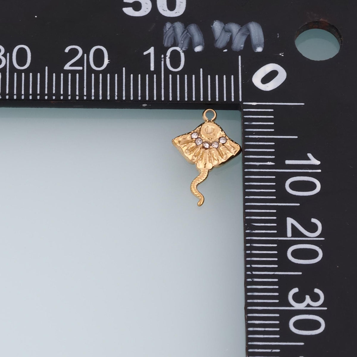 CZ Ray Pendant,14K Gold Ocean Charm DIY Charm for Necklace Bracelet Making