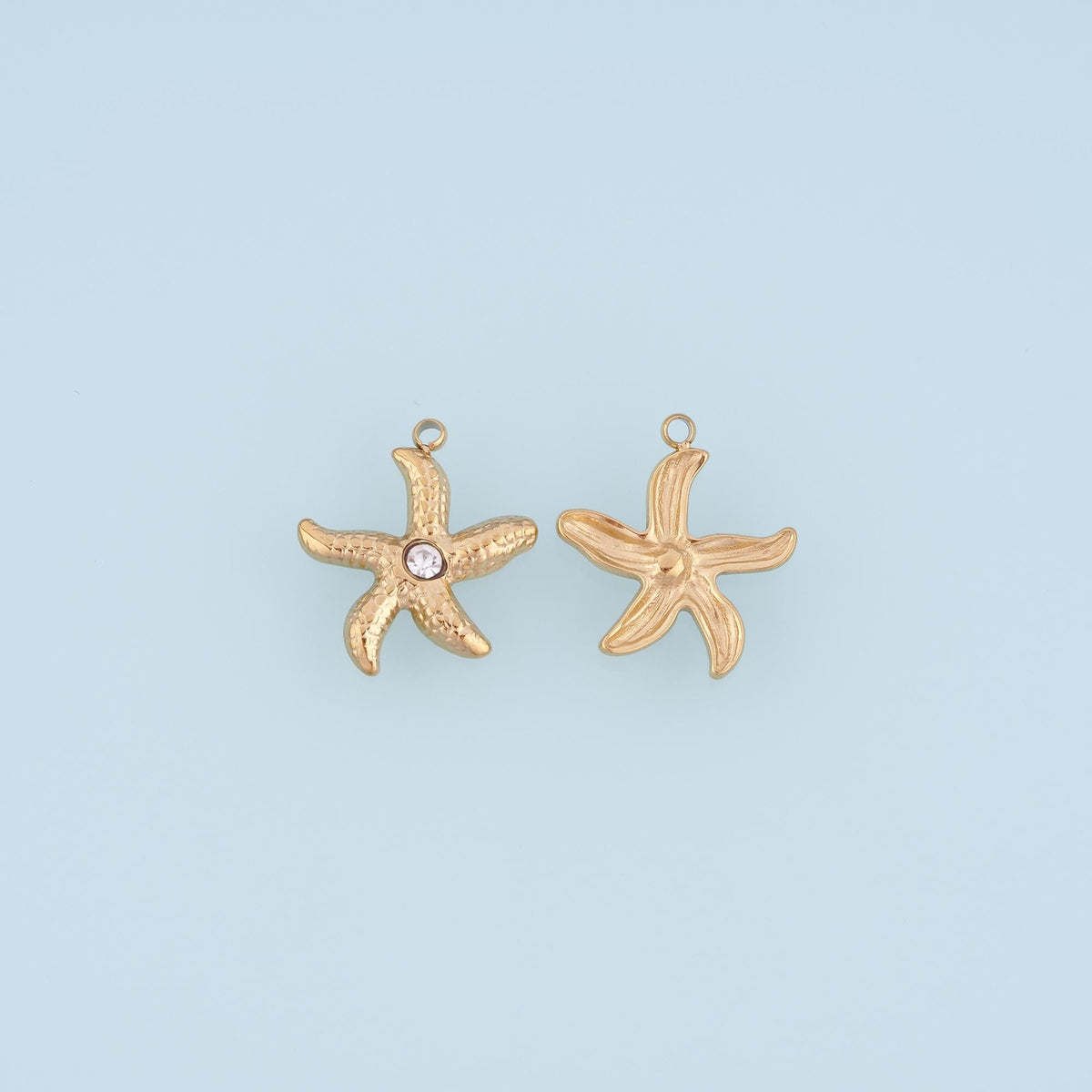 CZ Hammered Texture Starfish Pendant,14K Gold Minimalist Charm DIY Charm for Necklace Bracelet Making