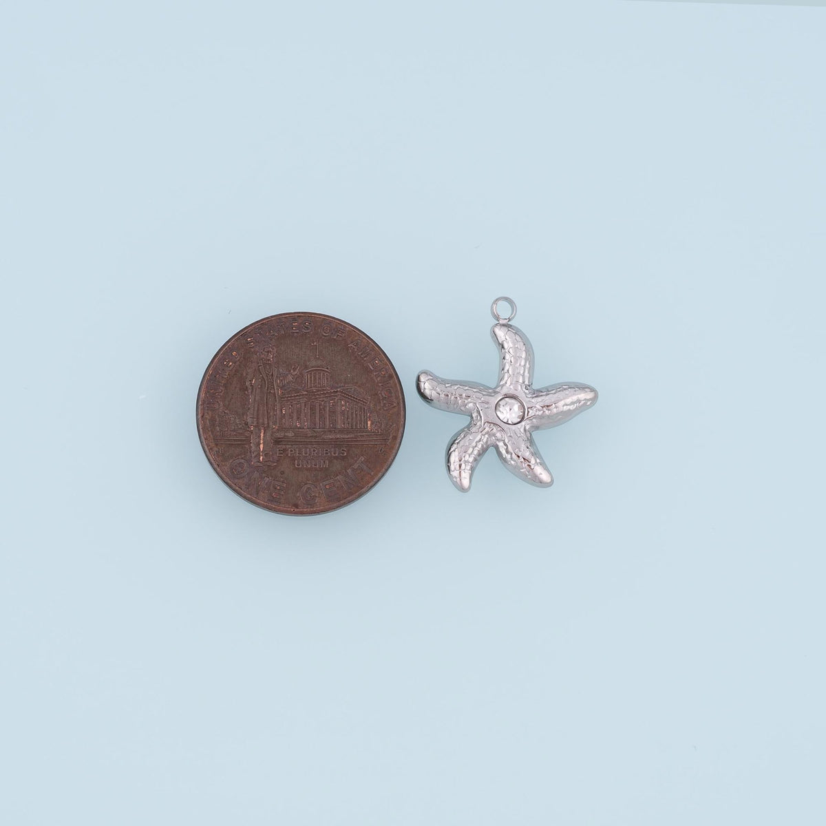 CZ Hammered Texture Starfish Pendant,14K Gold Minimalist Charm DIY Charm for Necklace Bracelet Making