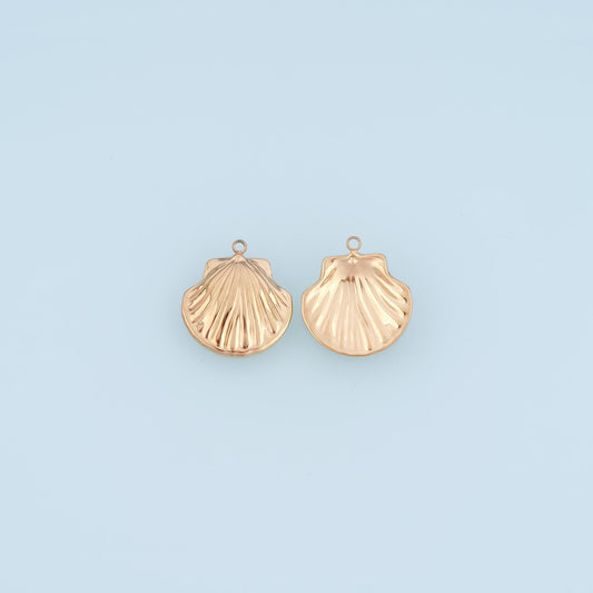 Scallop Pendant,14K Gold Minimalist Charm DIY Charm for Necklace Bracelet Making