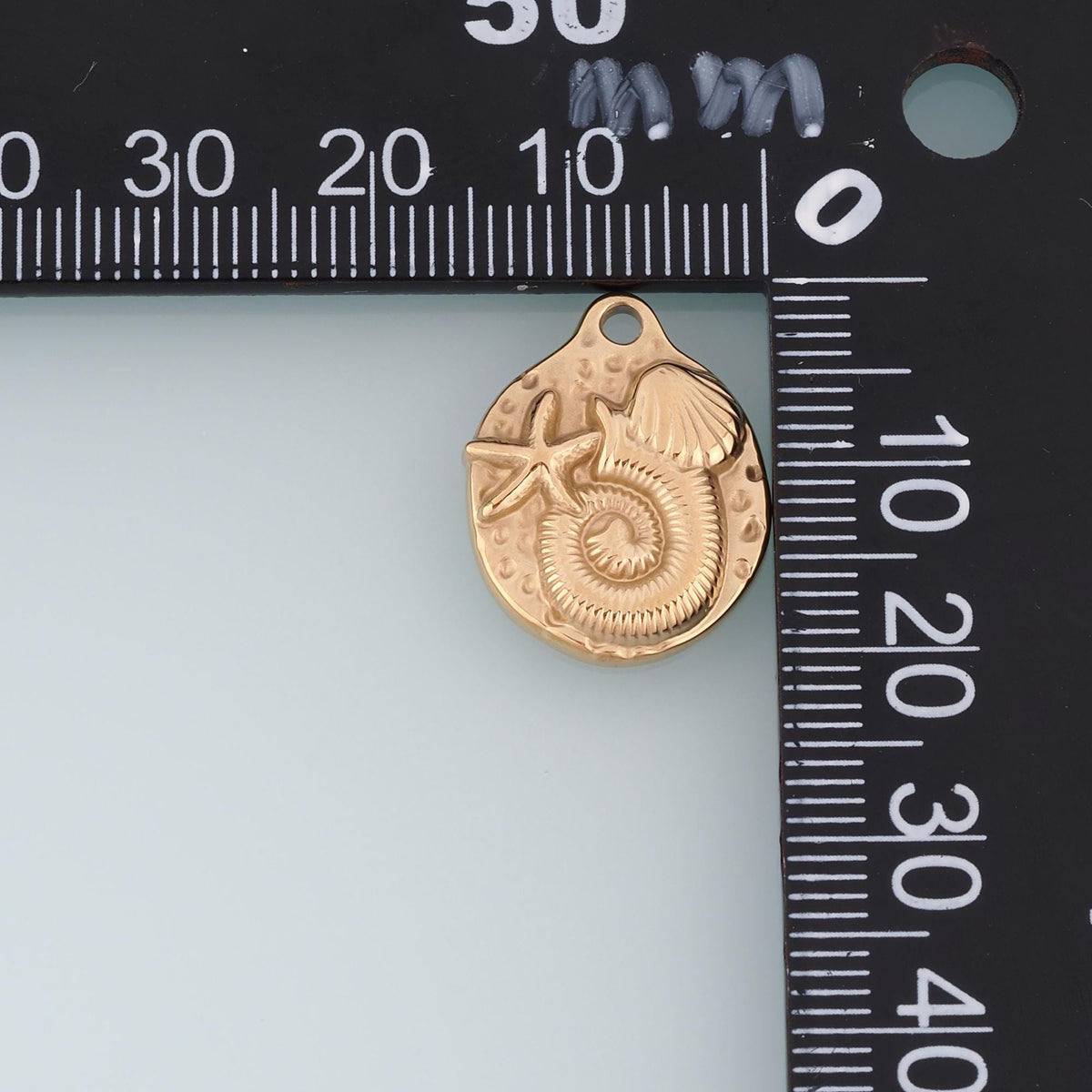 Ocean Fossil Pendant,14K Gold Fossil Shell Ocean Charm DIY Charm for Necklace Bracelet Making