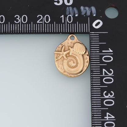 Ocean Fossil Pendant,14K Gold Fossil Shell Ocean Charm DIY Charm for Necklace Bracelet Making