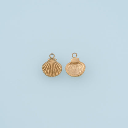 Mini Scallop Pendant,14K Gold Retro Style Charm DIY Charm for Necklace Bracelet Making