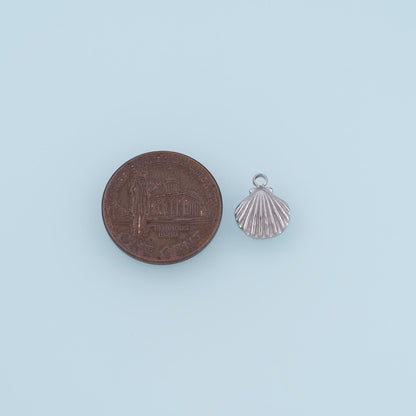 Mini Scallop Pendant,14K Gold Retro Style Charm DIY Charm for Necklace Bracelet Making