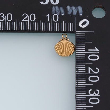 Mini Scallop Pendant,14K Gold Retro Style Charm DIY Charm for Necklace Bracelet Making