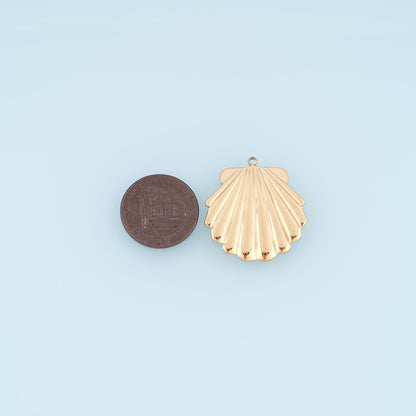 Radial Texture Scallop Pendant,14K Gold Beach Vacation Charm DIY Charm for Necklace Bracelet Making