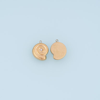 Pearl Spiral Conch Pendant,14K Gold Ocean Charm DIY Charm for Necklace Bracelet Making