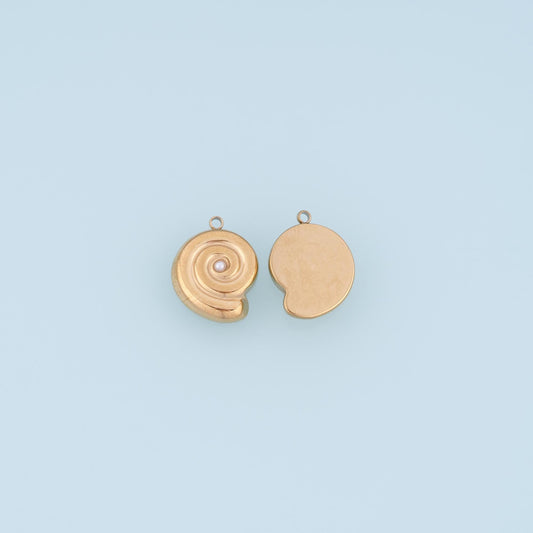 Pearl Spiral Conch Pendant,14K Gold Ocean Charm DIY Charm for Necklace Bracelet Making