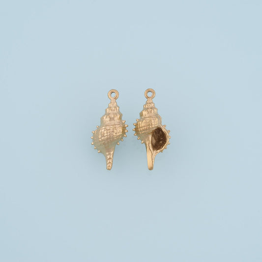 Spike Conch Pendant,14K Gold Minimalist Relief Charm DIY Charm for Necklace Bracelet Making