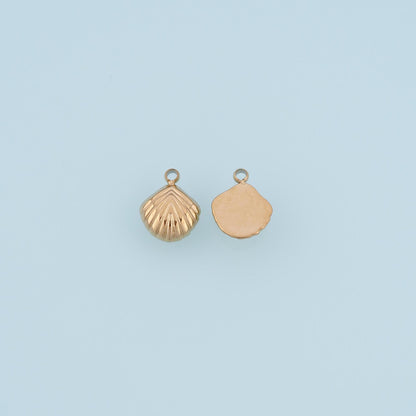 Fish Bone Texture Shell Pendant,14K Gold Minimalist Relief Charm DIY Charm for Necklace Bracelet Making