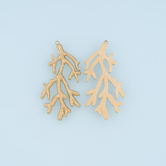 Polka Dots Coral Pendant,14K Gold Deep Sea Charm DIY Charm for Necklace Bracelet Making
