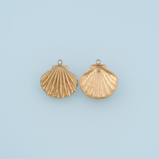 Scallop Pendant,14K Gold Retro Style Charm DIY Charm for Necklace Bracelet Making