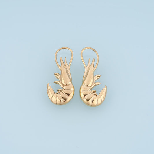 Shrimp Pendant,14K Gold Ocean Charm DIY Charm for Necklace Bracelet Making