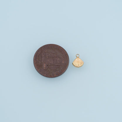 Texture Scallop Pendant,14K Gold Beach Vacation Charm DIY Charm for Necklace Bracelet Making