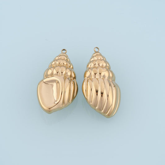 Texture River Snail Pendant,14K Gold Minimalist Relief Charm DIY Charm for Necklace Bracelet Making