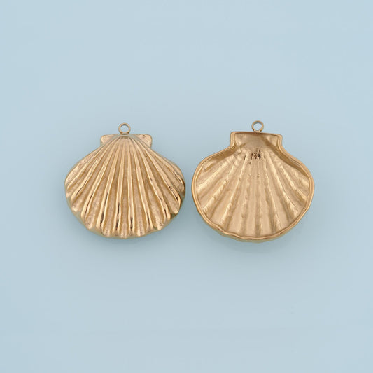 Scallop Shell Pendant,14K Gold Ocean Sea Charm DIY Charm for Necklace Bracelet Making