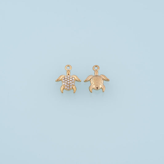 Pave CZ Turtle Pendant,14K Gold Exquisite Charm DIY Charm for Necklace Bracelet Making