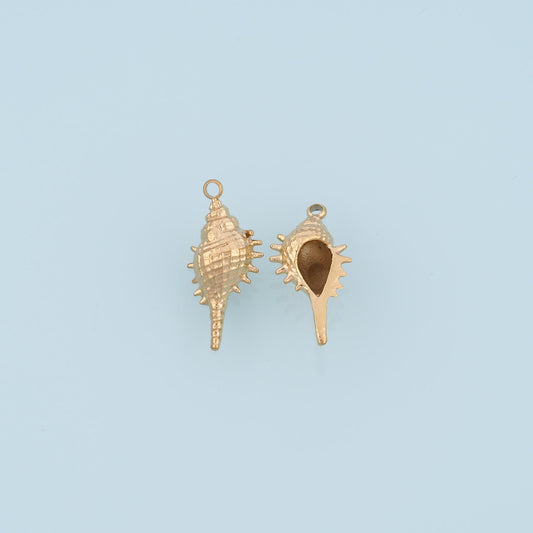 Spike Conch Pendant,14K Gold Minimalist Relief Charm DIY Charm for Necklace Bracelet Making