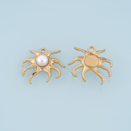 Pearl Octopus Pendant,14K Gold Ocean Sea Charm DIY Charm for Necklace Bracelet Making
