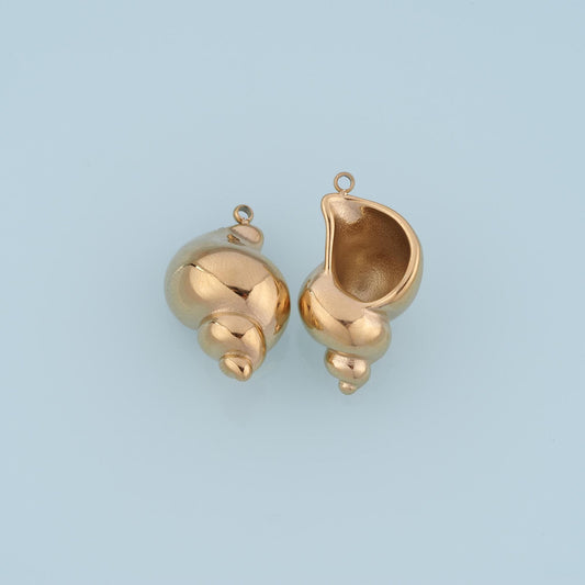 River Snail Pendant,14K Gold Ocean Sea Charm DIY Charm for Necklace Bracelet Making