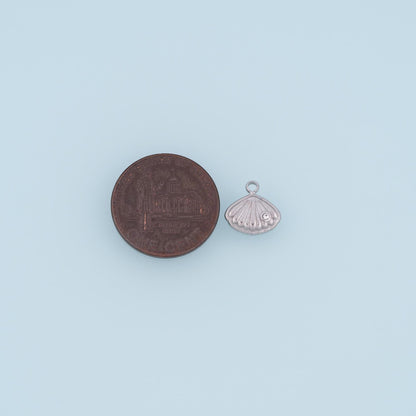 CZ Scallop Shell Pendant,14K Gold Beach Theme Charm DIY Charm for Necklace Bracelet Making