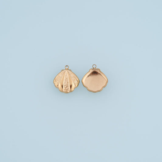 Texture Scallop Shell Pendant,14K Gold Ocean Sea Charm DIY Charm for Necklace Bracelet Making