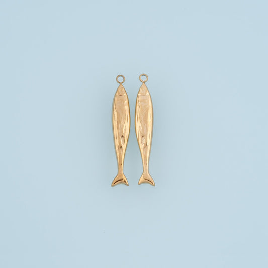 Streamline Fish Pendant,14K Gold Ocean Theme Charm DIY Charm for Necklace Bracelet Making