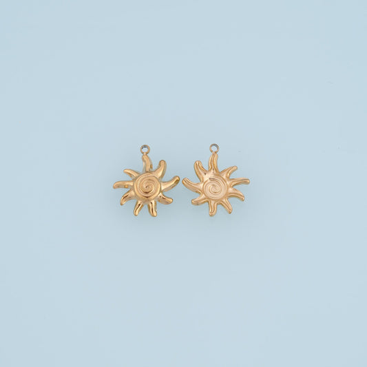 Sun Shell Pendant,14K Gold Boho Beach Charm DIY Charm for Necklace Bracelet Making