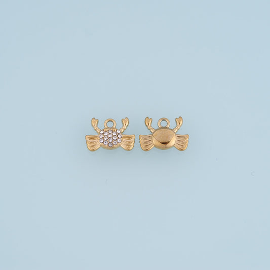 Pave CZ Crab Pendant,14K Gold Cute Ocean Charm DIY Charm for Necklace Bracelet Making