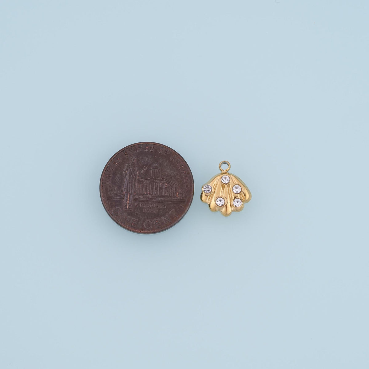 CZ Scallop Shell Pendant,14K Gold Beach Theme Charm DIY Charm for Necklace Bracelet Making