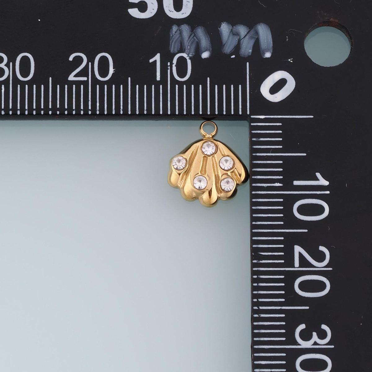 CZ Scallop Shell Pendant,14K Gold Beach Theme Charm DIY Charm for Necklace Bracelet Making