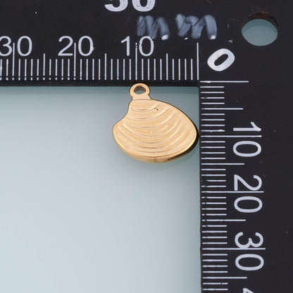 Clam Shell Pendant,14K Gold Minimal Ocean Theme Charm DIY Charm for Necklace Bracelet Making