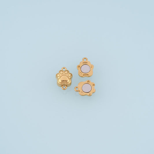 Pet Paw Prints Magnetic Connector,14K Gold Cute Pet Theme Charm DIY Charm for Necklace Bracelet Making