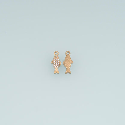 Cubic Zirconia Fish Charm Pendant for Jewelry Making