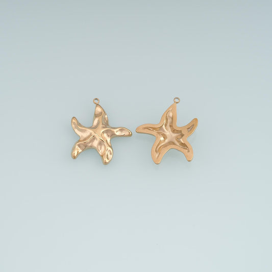 Silky Texture Starfish Pendant ,14K Gold Marine Life Charm DIY Charm for Necklace Bracelet Making