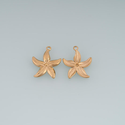 Starfish Pendant ,14K Gold Beach Sea Life Charm DIY Charm for Necklace Bracelet Making