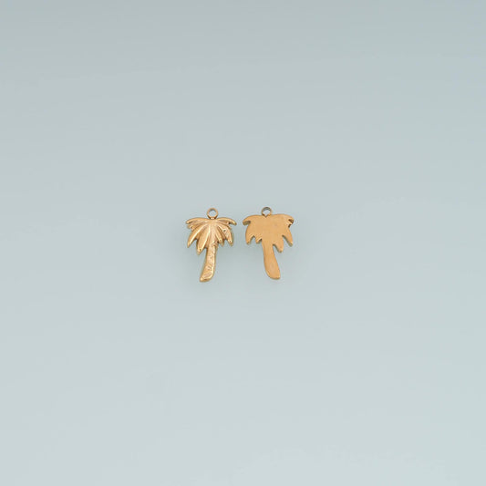 Palm Tree Pendant ,14K Gold Summer Beach Charm DIY Charm for Necklace Bracelet Making
