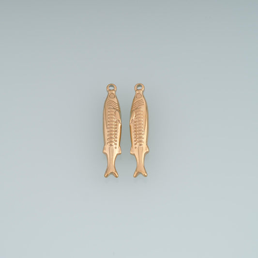 Sardine Fish Pendant ,14K Gold Ocean Animal Charm DIY Charm for Necklace Bracelet Making