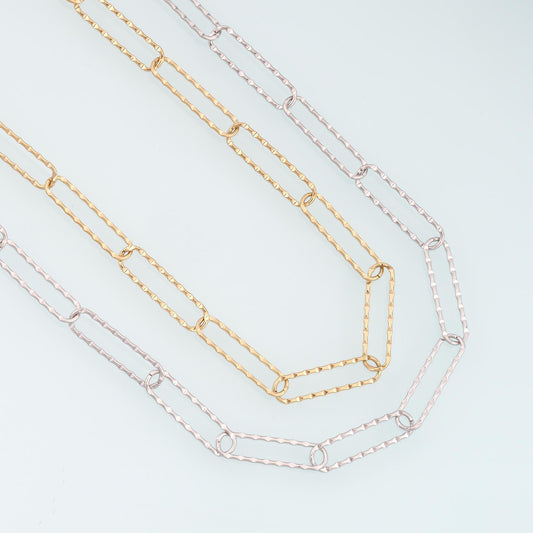 Stainless Steel Embossed Paper Clip Chain,14K Gold Stainless Steel Chain,Waterproof Chain for DIY Necklace Bracelet Making