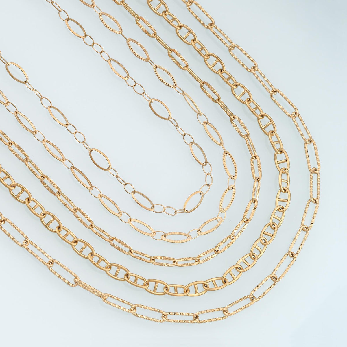 Stainless Steel Embossed Oval Chain,14K Gold Stainless Steel Chain,Waterproof Chain for DIY Necklace Bracelet Making