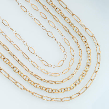 Stainless Steel Embossed Oval Chain,14K Gold Stainless Steel Chain,Waterproof Chain for DIY Necklace Bracelet Making